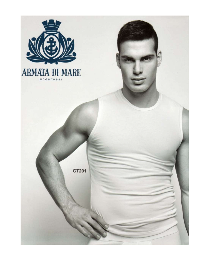 Armata di Mare Canotta  Caraco da Uomo Bianca Spalla Larga  intimo Cotone GT201
