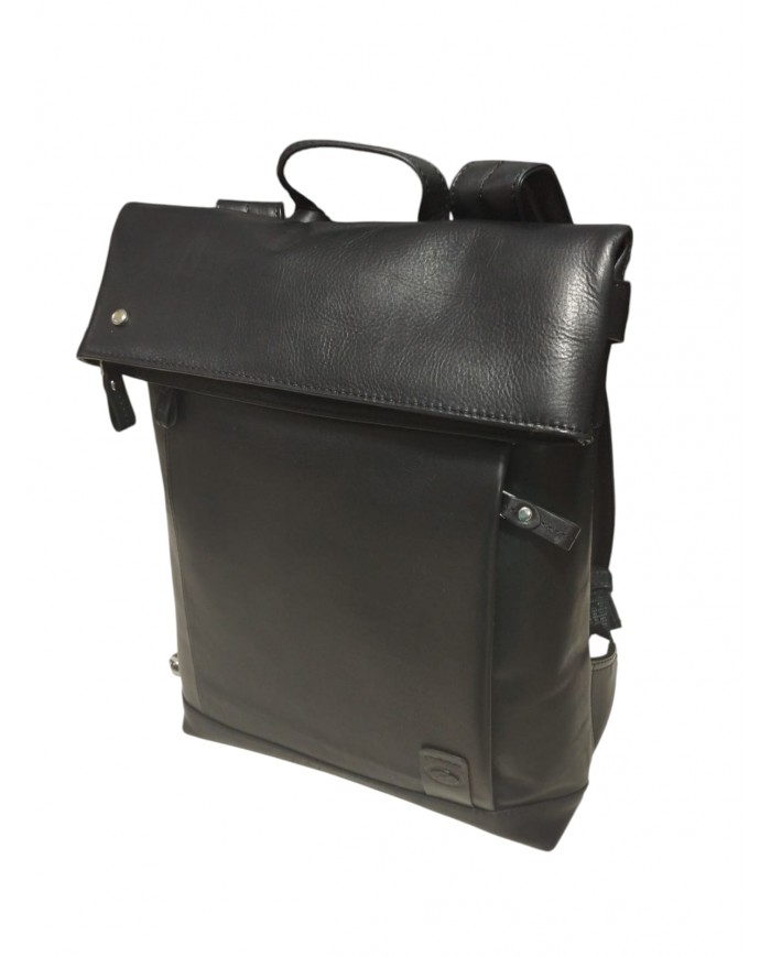 ACCIAIO ZAINO ROLL-TOP IN PELLE NERO UOMO DONNA OXFORD ST 13" ARTIGIANALE