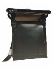 ACCIAIO ZAINO ROLL-TOP IN PELLE NERO UOMO DONNA OXFORD ST 13" ARTIGIANALE