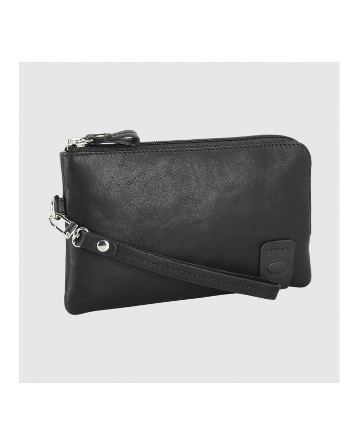 Pochette Uomo Piccola in Vera Pelle Thomas 7" Borsello a Mano Nero