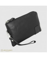 Pochette Uomo Piccola in Vera Pelle Thomas 7" Borsello a Mano Nero