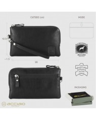 Pochette Uomo Piccola in Vera Pelle Thomas 7" Borsello a Mano Nero