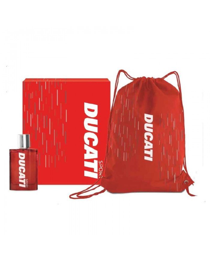 DUCATI Kit Regalo Uomo EDT 50ml  Profumo + Sacca Zaino Rossa Ufficiale Nuovo 8055519862658