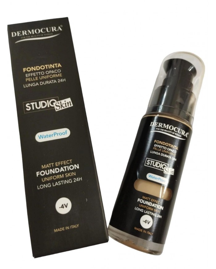 DERMOCURA Fondotinta 4V Effetto Opaco Olivastro WATERPROOF Pelle Uniforme H24 8054615761971