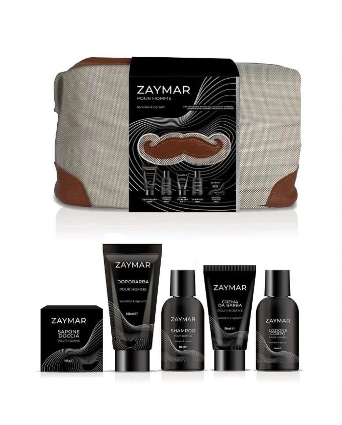 Cofanetto ZAYMAR Pour Homme Set Barba Corpo Capelli Sandalo Agrumi 5 Pezzi 8056477280669