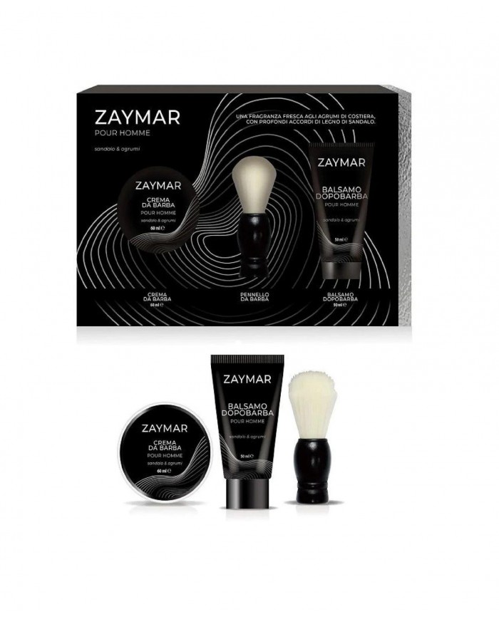 Set Barba ZAYMAR Uomo Pennello Crema Rasatura After Shave Balsamo Sandalo 8056477280645