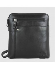 ACCIAIO Borsello Nero Pelle Vitello Pieno Fiore Dettagli Finiti a Mano