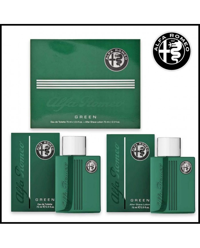 Alfa Romeo Green Set EDT 75ml Uomo Fragranza Decisa Energica After Shave 75ml 810876039079