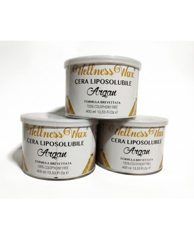 Wellness Wax 400 ml Argan Pack 3 pezzi di Cera depilatoria test dermatologico ok 8057284110347