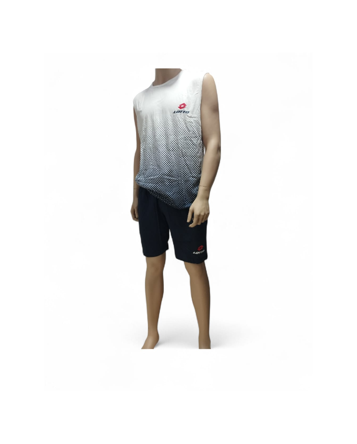 LOTTO - COMPLETO HOMEWEAR UOMO SMANICATO - COMPLETO SPORTIVO ESTIVO IN COTONE