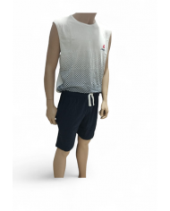 LOTTO - COMPLETO HOMEWEAR UOMO SMANICATO - COMPLETO SPORTIVO ESTIVO IN COTONE