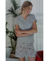 INTIMAMI - COMPLETO NOTTE DONNA - PIGIAMA CAPRI ESTIVO CON PINOCCHIETTO