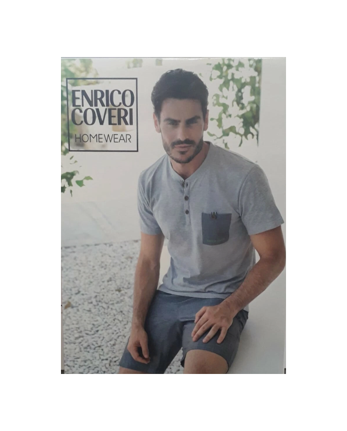 ENRICO COVERI - PIGIAMA UOMO ESTIVO - MAGLIA MANICA CORTA E PANTALONCINO 8057435027012