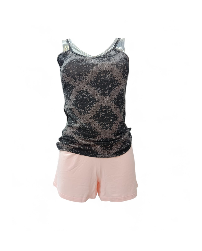 PEPENERO - PIGIAMA DONNA ESTIVO - CANOTTA E PANTALONCINO - COMPLETO NOTTE FRESCO