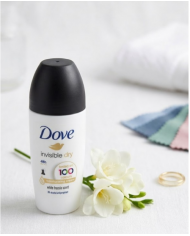 DOVE Invisible Dry Roll-On 50ml Deodorante Anti-macchie Tappo Nero 48h