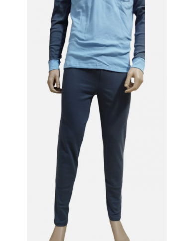 NUVÒ PIGIAMA UOMO CIELO ANTRACITE SCOLLO SERAFINO INVERNO CALDO E LEGGERO COMODO