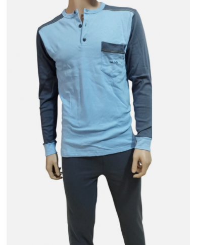 NUVÒ PIGIAMA UOMO CIELO ANTRACITE SCOLLO SERAFINO INVERNO CALDO E LEGGERO COMODO