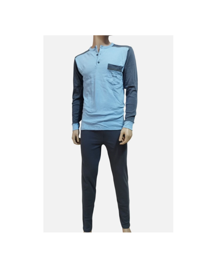 NUVÒ PIGIAMA UOMO CIELO ANTRACITE SCOLLO SERAFINO INVERNO CALDO E LEGGERO COMODO