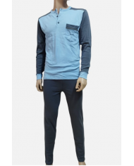 NUVÒ PIGIAMA UOMO CIELO ANTRACITE SCOLLO SERAFINO INVERNO CALDO E LEGGERO COMODO