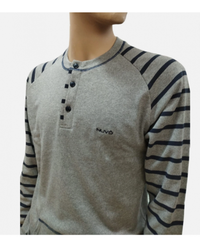 PIGIAMA UOMO IN CALDO COTONE - MODELLO SERAFINO CON POLSINI - COMFORT INVERNALE TAG XL