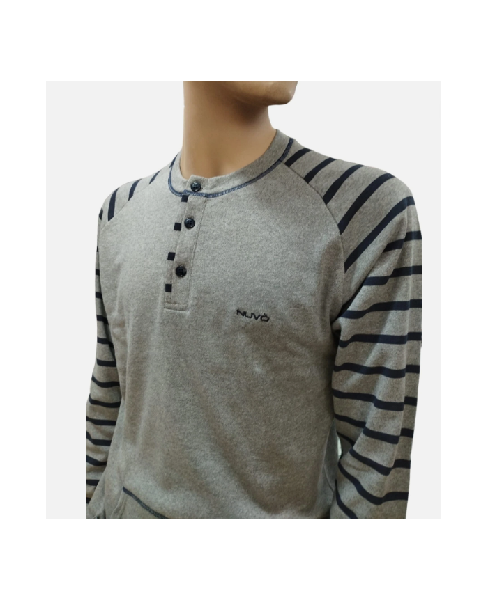 PIGIAMA UOMO IN CALDO COTONE - MODELLO SERAFINO CON POLSINI - COMFORT INVERNALE TAG XL