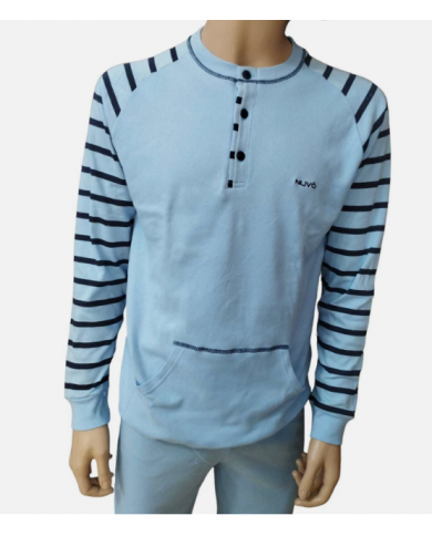 Nuvò pigiama uomo polsi scollo serafino cielo per caldo inverno freddo leggero