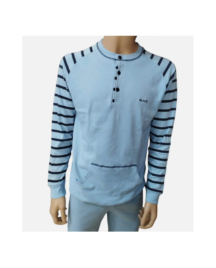 Nuvò pigiama uomo polsi scollo serafino cielo per caldo inverno freddo leggero