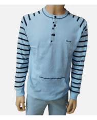 Nuvò pigiama uomo polsi scollo serafino cielo per caldo inverno freddo leggero