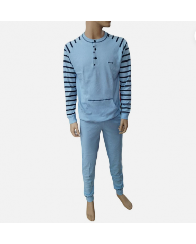 Nuvò pigiama uomo polsi scollo serafino cielo per caldo inverno freddo leggero  8033525440039