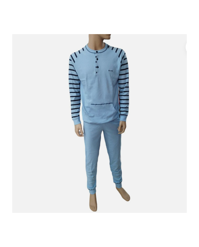 Nuvò pigiama uomo polsi scollo serafino cielo per caldo inverno freddo leggero  8033525440039