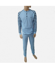 Nuvò pigiama uomo polsi scollo serafino cielo per caldo inverno freddo leggero  8033525440039