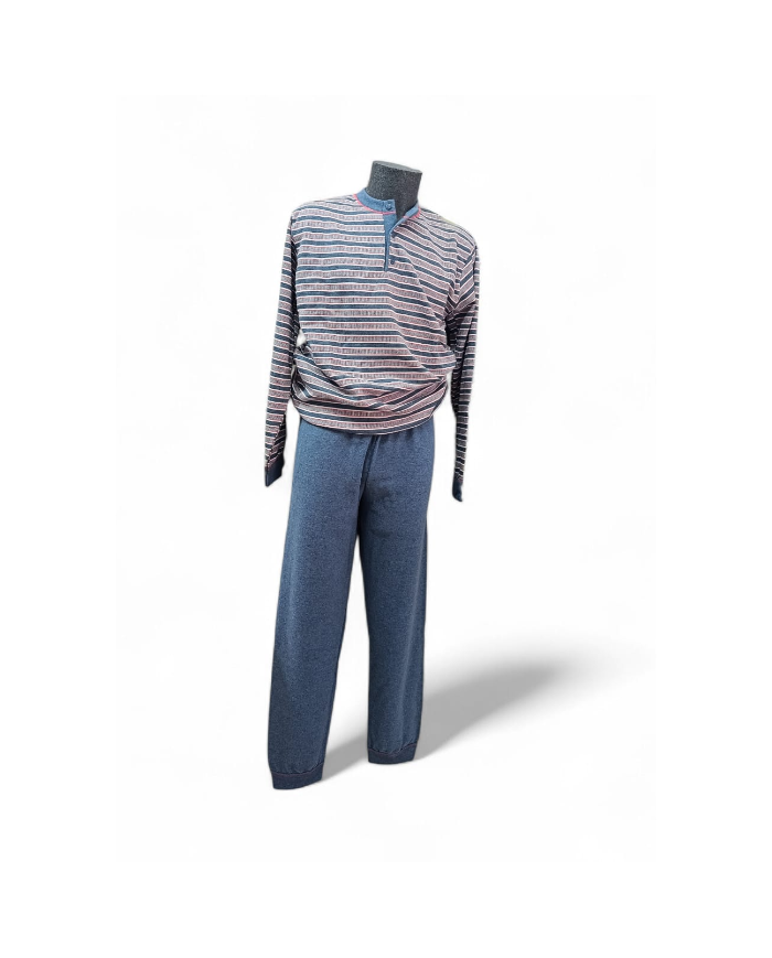 NUVÒ PIGIAMA UOMO JEANS SCOLLO SERAFINO INVERNO CALDO  LEGGERO COMODO 8033525440435