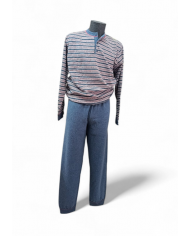 NUVÒ PIGIAMA UOMO JEANS SCOLLO SERAFINO INVERNO CALDO  LEGGERO COMODO 8033525440435