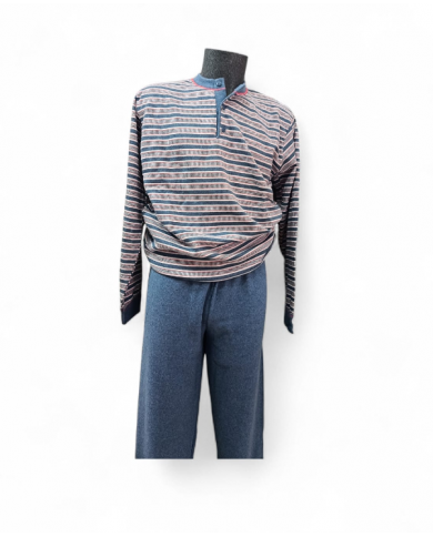 NUVÒ PIGIAMA UOMO JEANS SCOLLO SERAFINO INVERNO CALDO  LEGGERO COMODO