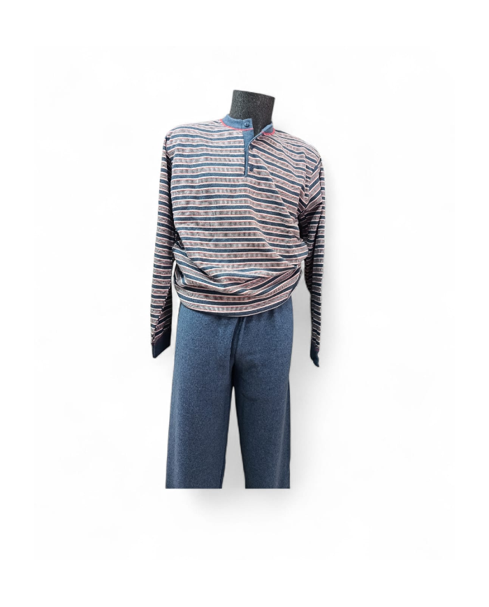 NUVÒ PIGIAMA UOMO JEANS SCOLLO SERAFINO INVERNO CALDO  LEGGERO COMODO