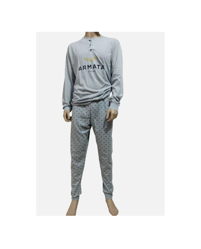 ARMATA DI MARE Completo Notte Uomo Grigio Cotone Leggero Pantaloni Lunghi  tag 52  8056999933951