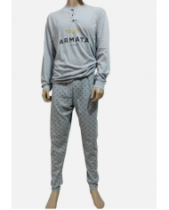 ARMATA DI MARE Completo Notte Uomo Grigio Cotone Leggero Pantaloni Lunghi  tag 52  8056999933951