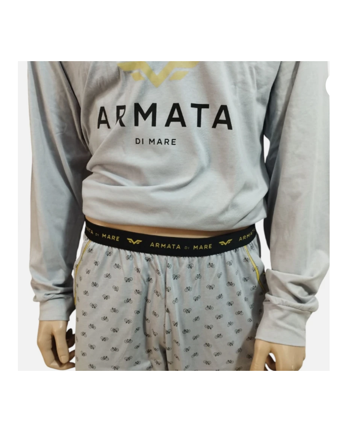 ARMATA DI MARE - PIGIAMA UOMO IN COTONE - GRIGIO - MANICA E PANTALONE LUNGO - TAGLIA 52