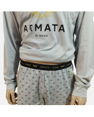 ARMATA DI MARE - PIGIAMA UOMO IN COTONE - GRIGIO - MANICA E PANTALONE LUNGO - TAGLIA 52