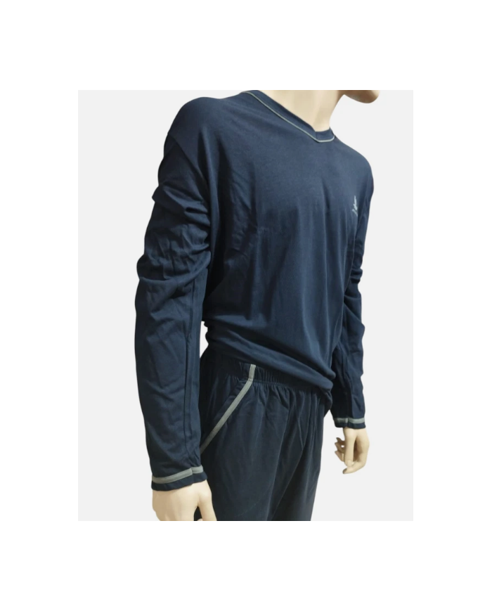 ARMATA DI MARE - PIGIAMA UOMO IN COTONE - BLU - COLLO A PUNTA - COMFORT E PRATICITÀ  8056999936310
