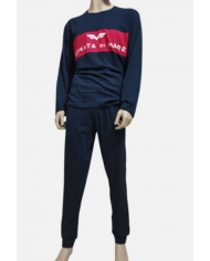 ARMATA DI MARE - PIGIAMA UOMO IN COTONE - BLU - MAGLIA E PANTALONE LUNGO COMODO E PRATICO  8056999936938