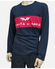 ARMATA DI MARE - PIGIAMA UOMO IN COTONE - BLU - MAGLIA E PANTALONE LUNGO COMODO E PRATICO