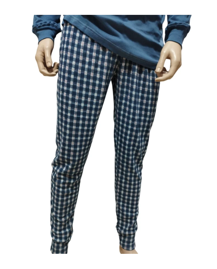 VANUÈ - PIGIAMA UOMO IN CALDO COTONE - BICOLORE CON POLSINI - COMFORT INVERNALE