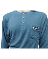 VANUÈ - PIGIAMA UOMO IN CALDO COTONE - BICOLORE CON POLSINI - COMFORT INVERNALE