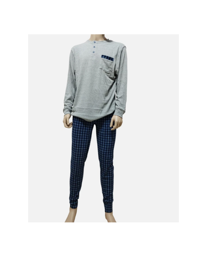 VANUÈ - PIGIAMA UOMO IN CALDO COTONE - BICOLORE CON POLSINI - COMFORT INVERNALE