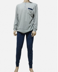 VANUÈ - PIGIAMA UOMO IN CALDO COTONE - BICOLORE CON POLSINI - COMFORT INVERNALE