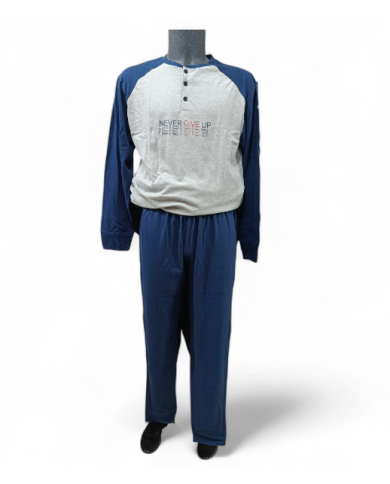 ROB&ROB - PIGIAMA UOMO MANICA LUNGA - COTONE LEGGERO CON POLSINI ED ELASTICO 8055060007836