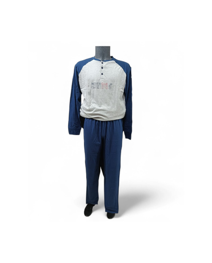 ROB&ROB - PIGIAMA UOMO MANICA LUNGA - COTONE LEGGERO CON POLSINI ED ELASTICO 8055060007836