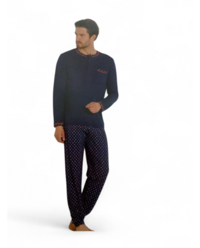 YOU 365 MENS NIGHT WEAR - PIGIAMA UOMO 73697 - 100% COTONE - SCOLLO SERAFINO - TAGLIA 56