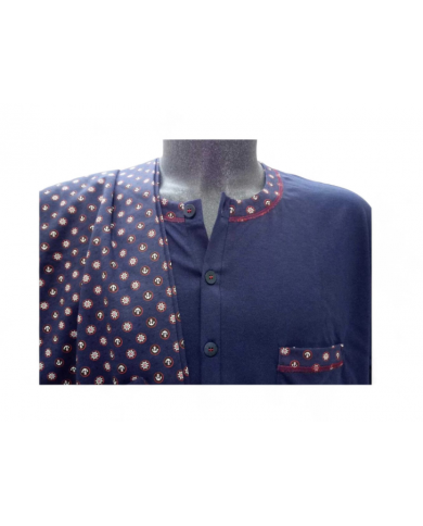 YOU 365 MENS NIGHT WEAR - PIGIAMA UOMO 73697 - 100% COTONE - SCOLLO SERAFINO - TAGLIA 56